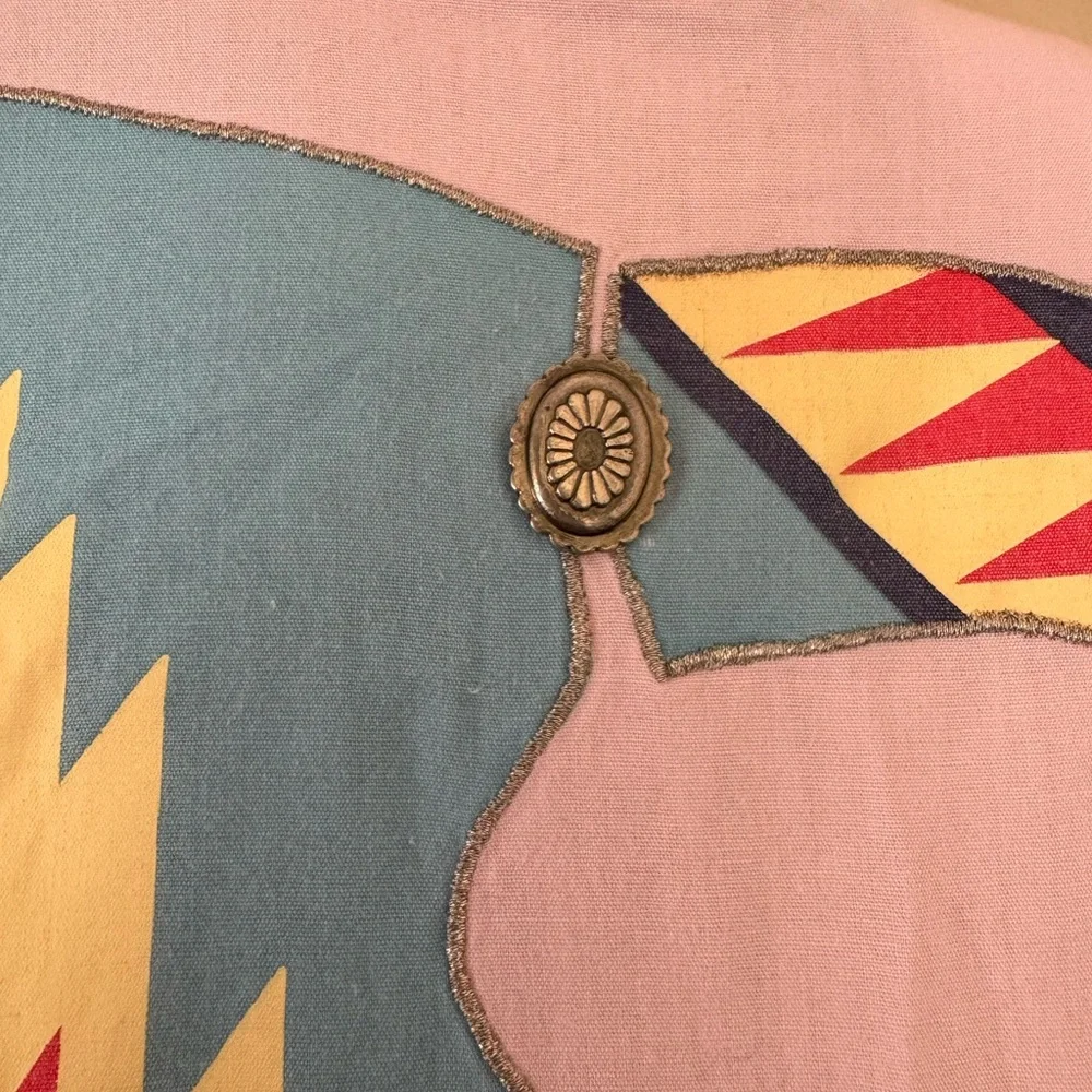 Rare Vintage Wranglers Women’s Southwest Aztec Shirt Pink Bull Design Size Med - Picture 13 of 13